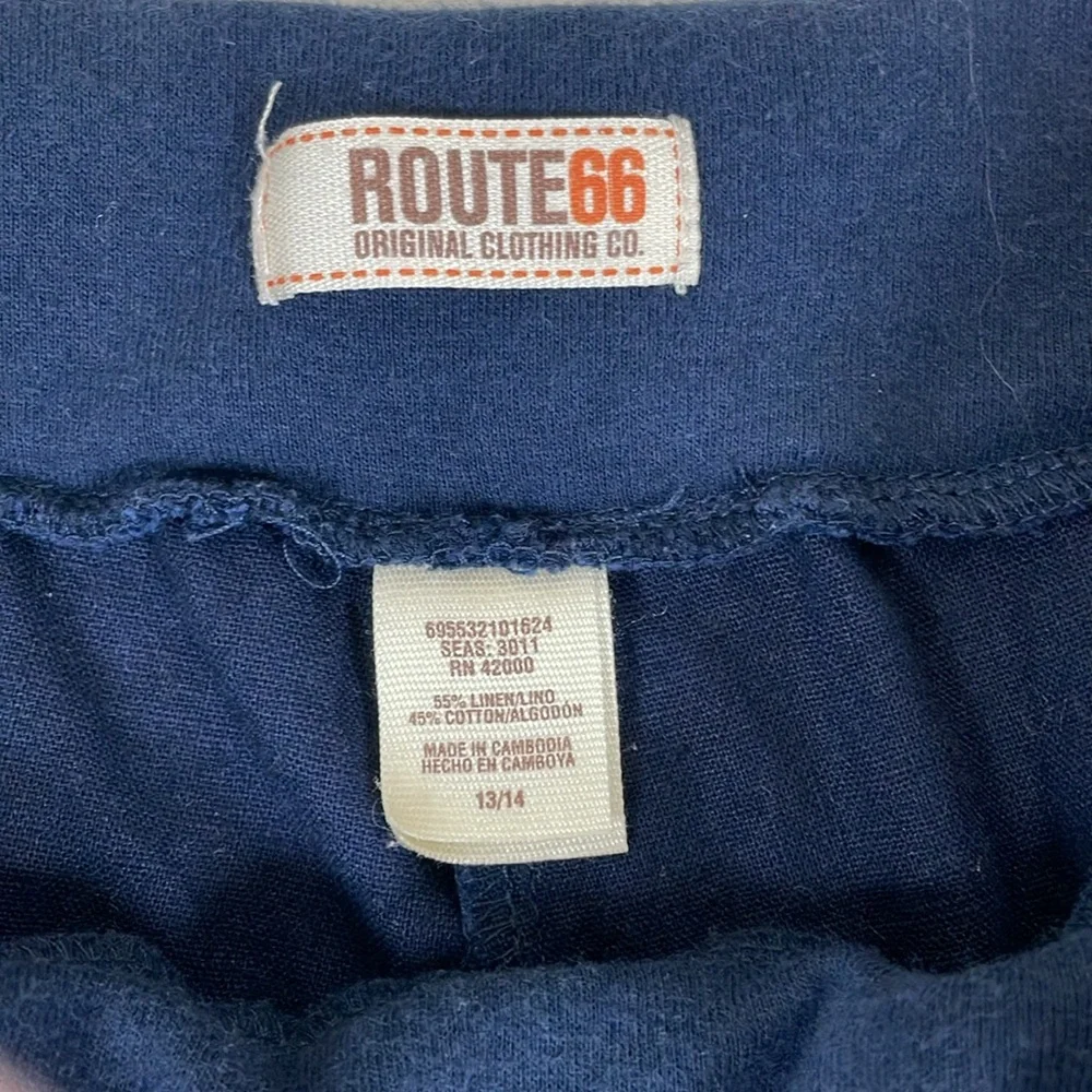 ROUTE 66 Junior 13/14 Navy Blue‎ Linen Blend Drawstring Mini Shorts Y2K Preppy - Picture 5 of 8